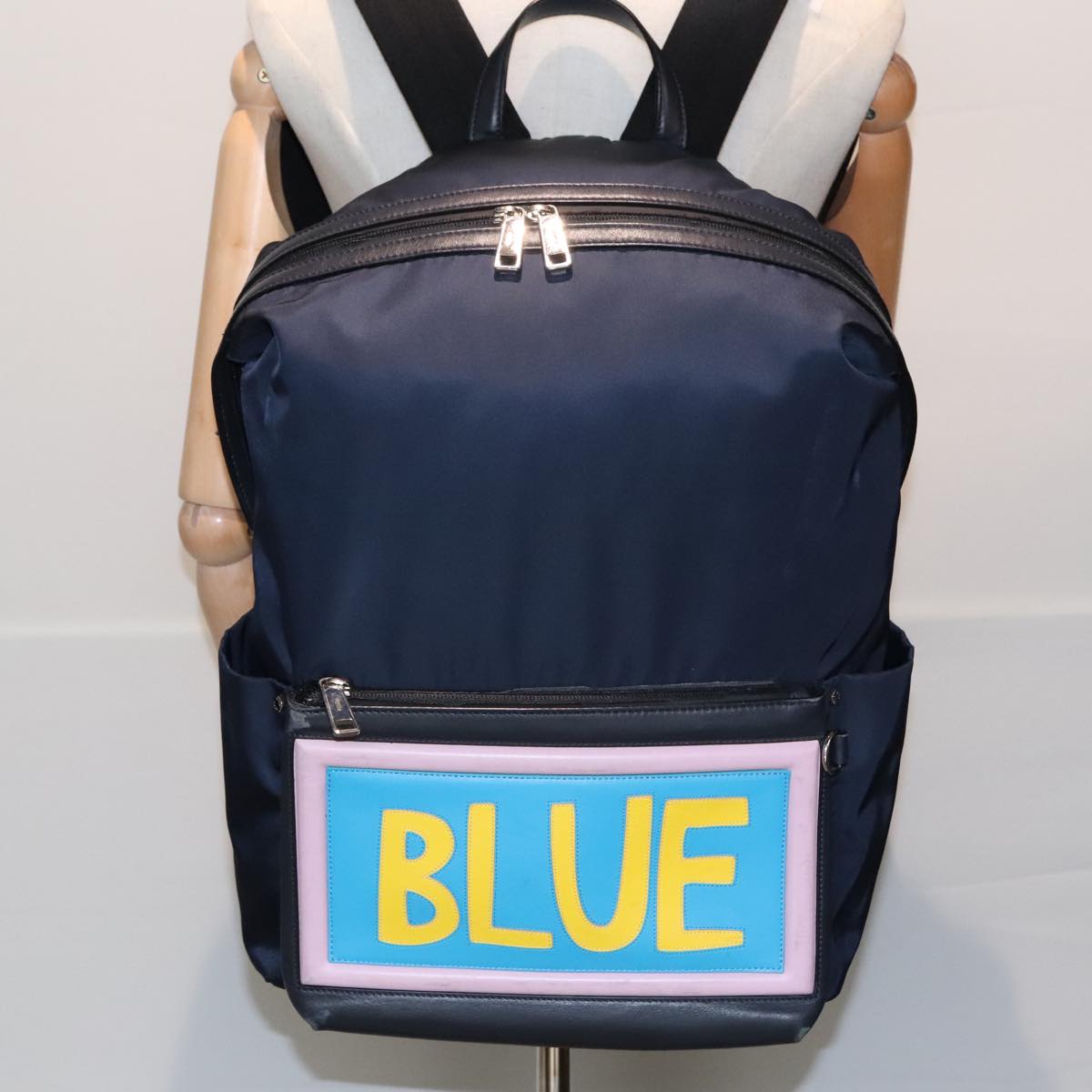FENDI Backpack Nylon Navy Silver bs18443