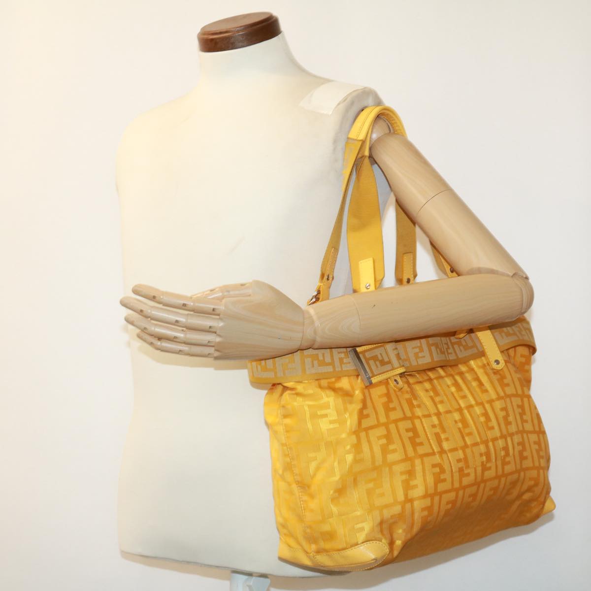 FENDI Zucca Canvas Tote Bag Nylon Yellow bs2911