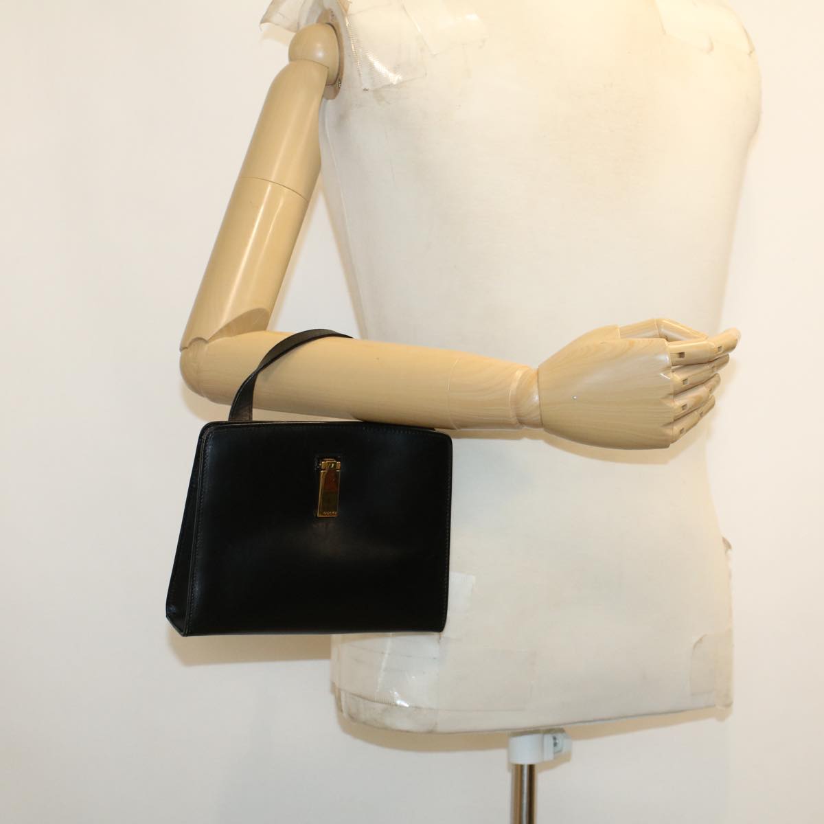 GUCCI Hand Bag Leather Black bs5043