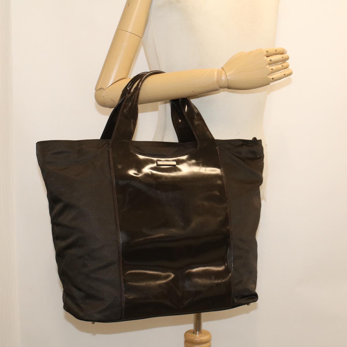 GUCCI Tote Bag Nylon Brown bs5916