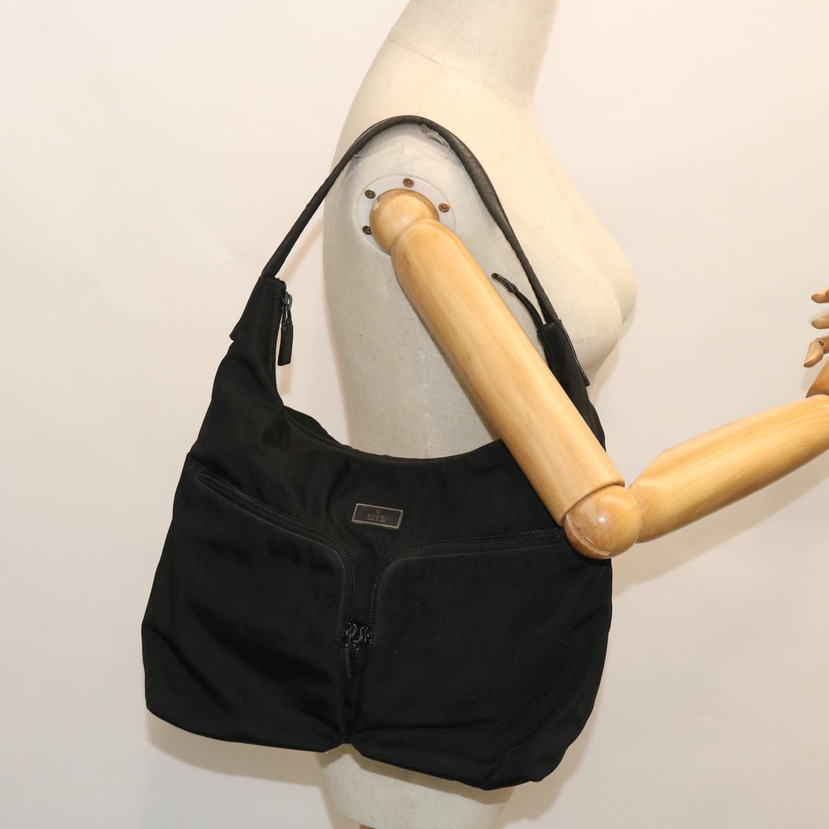 GUCCI Shoulder Bag Canvas Black bs7984