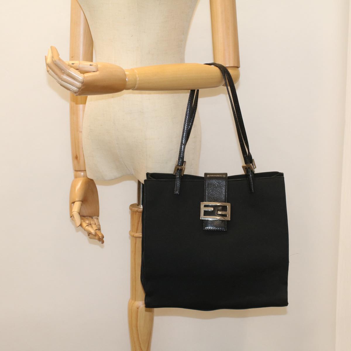 FENDI Tote Bag Nylon Black 0915808 bs8596