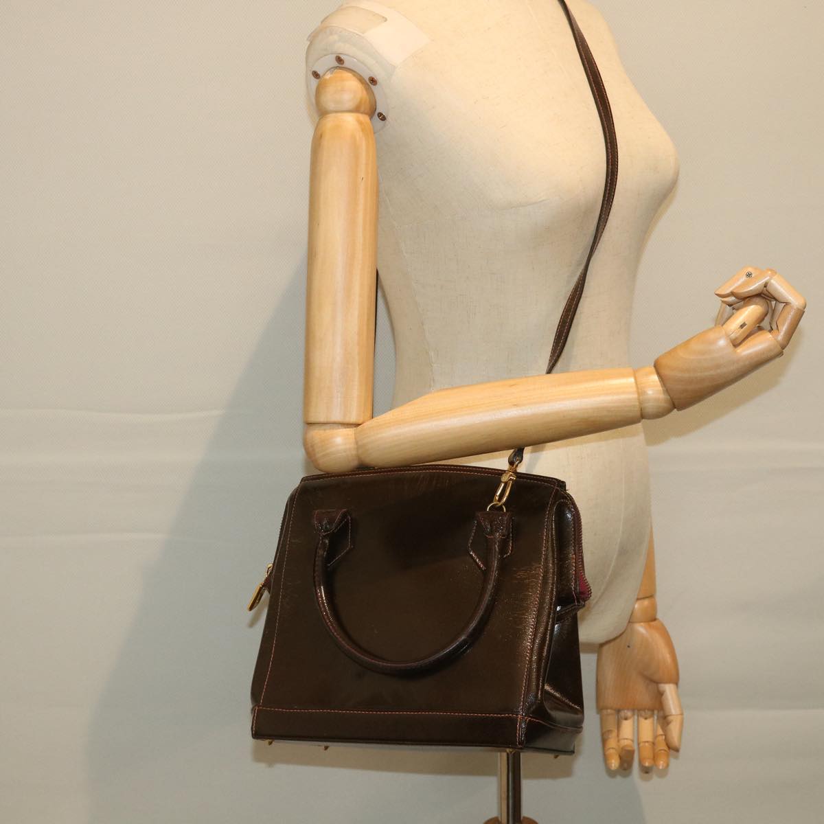 FENDI Hand Bag Leather 2way Brown bs9432