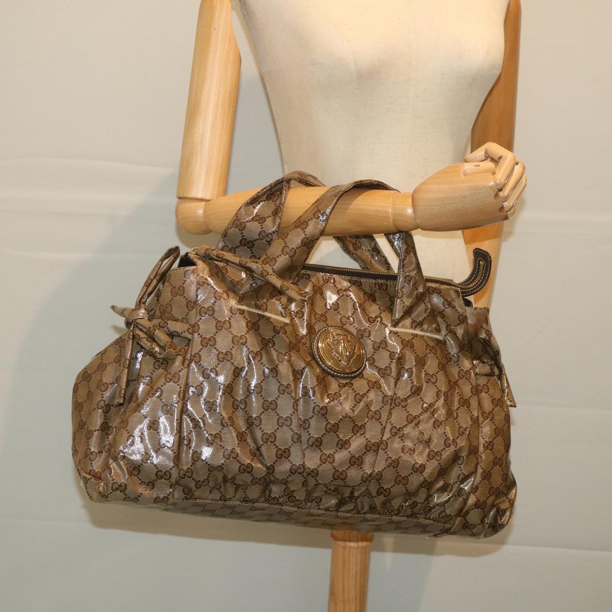 GUCCI GG Crystal Hand Bag Beige 197021 bs9865