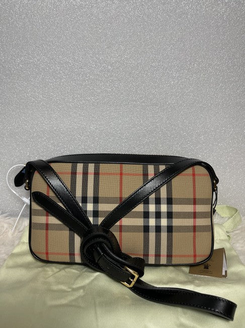 Burberry Women Classic Checked Beige Leather Shoulder Bag