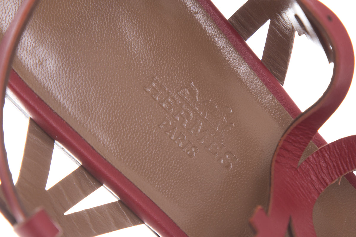 Hermès Red Karlotta Sandals SZ 37.5