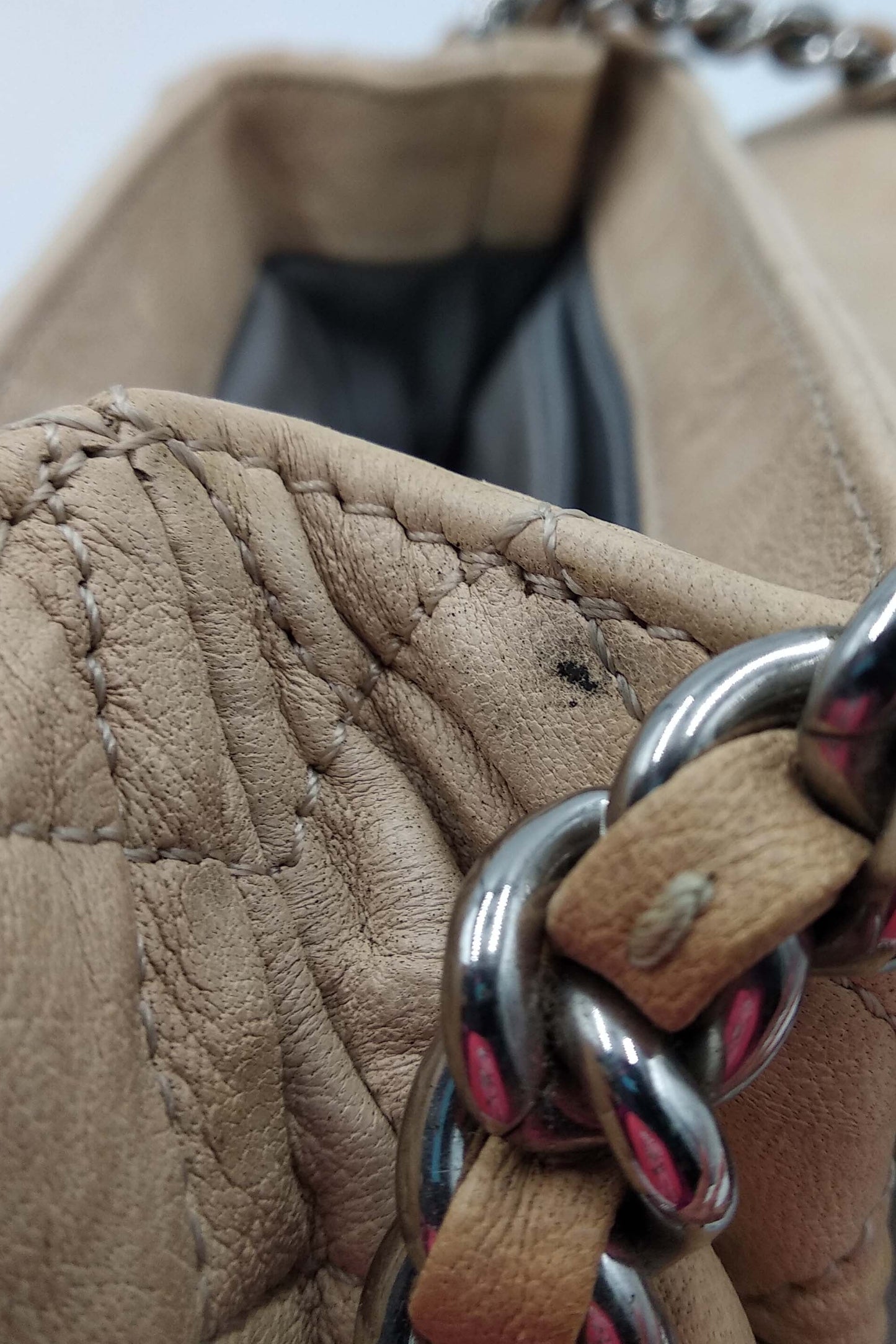 Mini Chain Around Flap Bag Beige