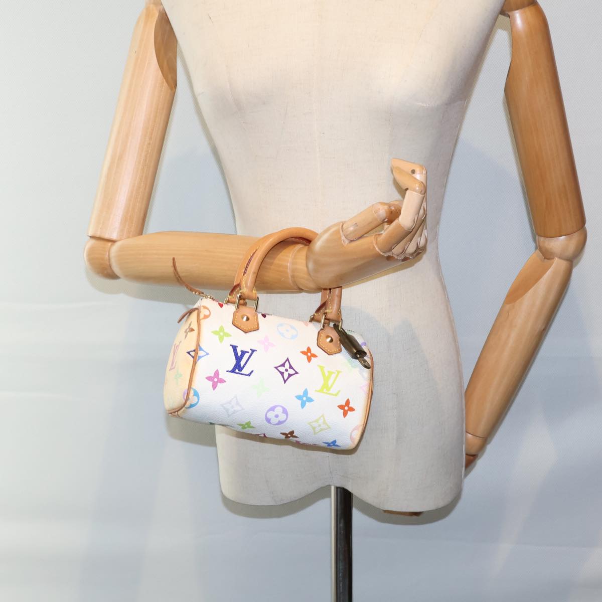 LOUIS VUITTON Monogram Multicolor Mini Speedy Hand Bag White M92645 cl823A