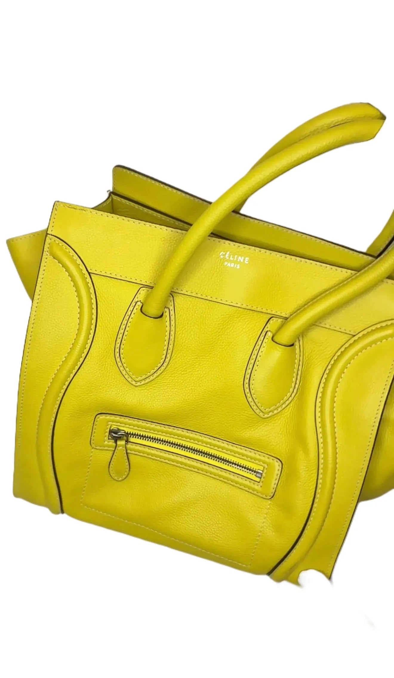Celine Luggage Yellow Leather Handbag for Women