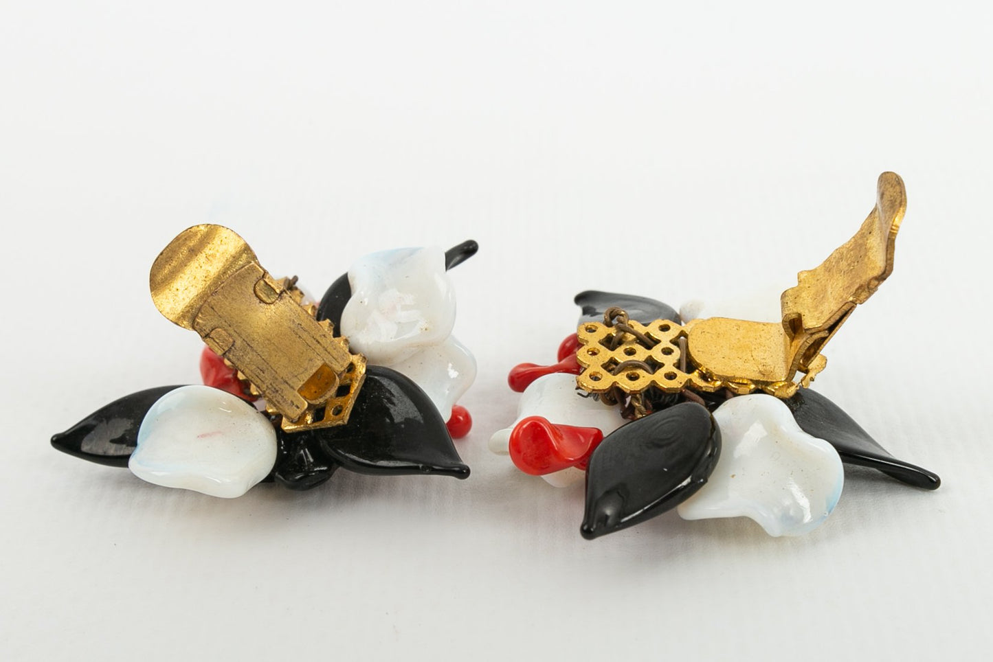 Boucles d'oreilles clips en pâte de verre Rousselet