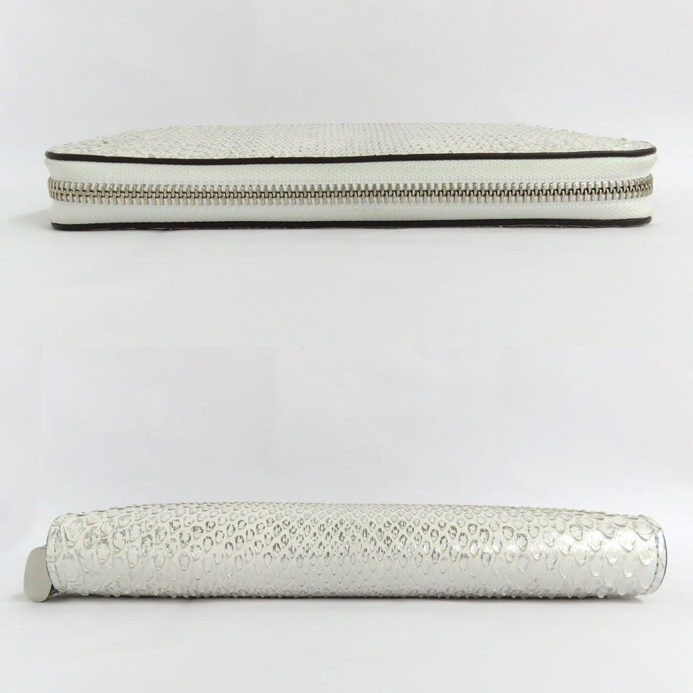 Louis Vuitton Zippy Wallet Python N83603 Round Wallet Leather White x Silver Padlock CITES Mens Extreme Beauty