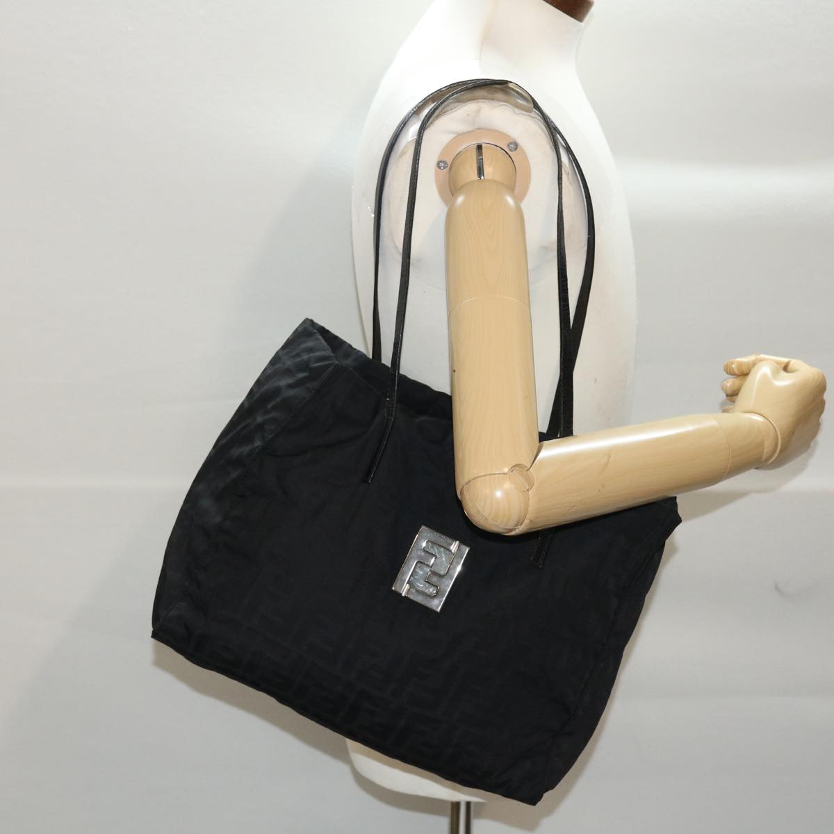 FENDI Zucca Canvas Shoulder Bag Nylon Black ep1271