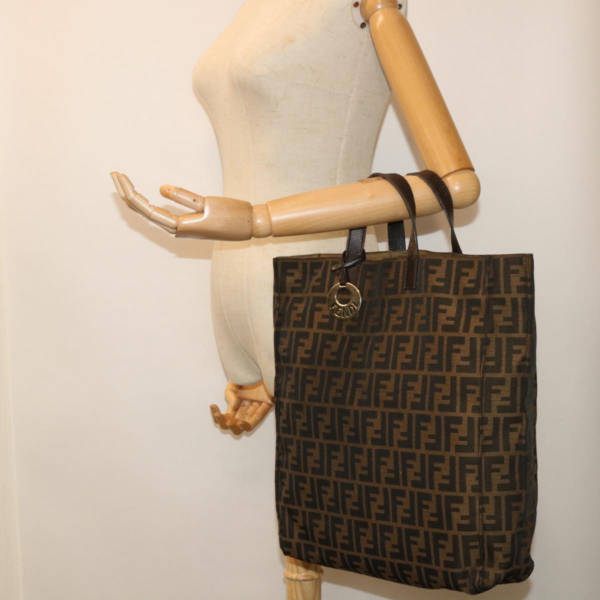 FENDI Zucca Canvas Tote Bag Nylon Brown Black ep1558