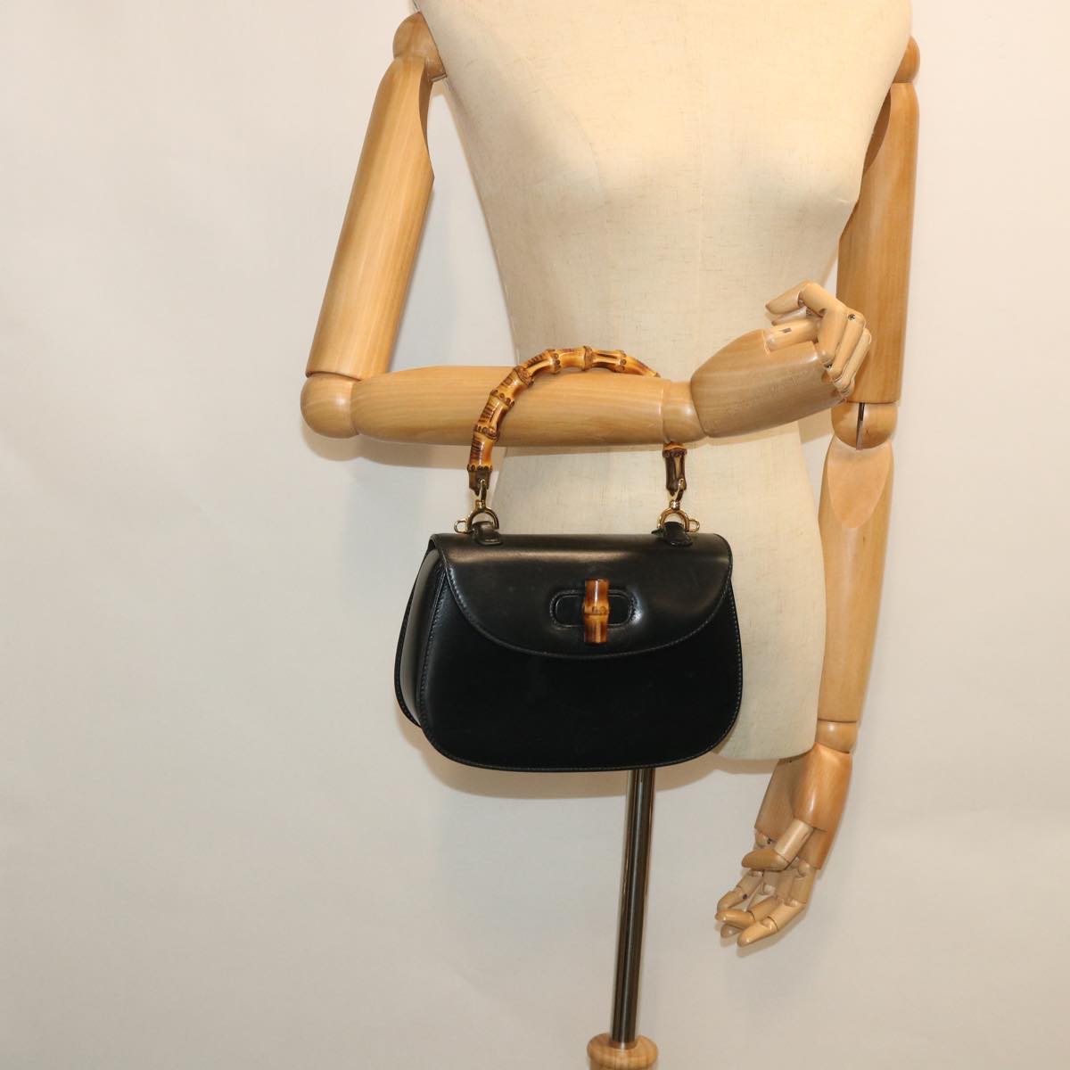 GUCCI Bamboo Hand Bag Leather Black 000 2040 0188 ep1870