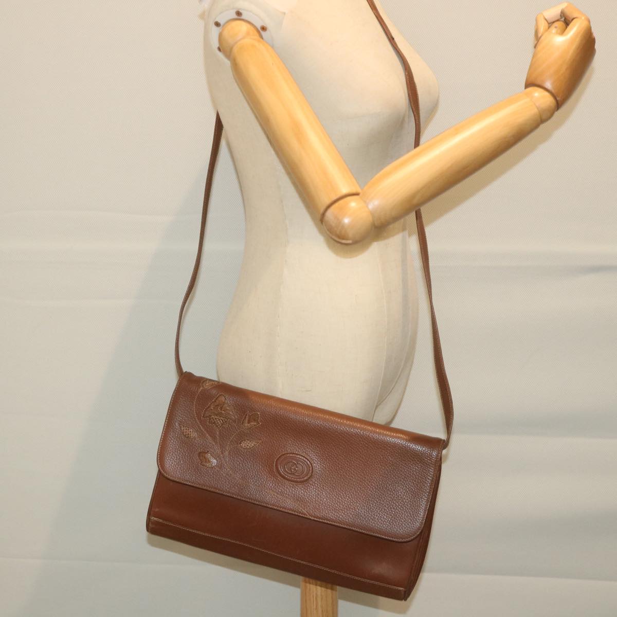 GUCCI Shoulder Bag Leather Brown ep2261