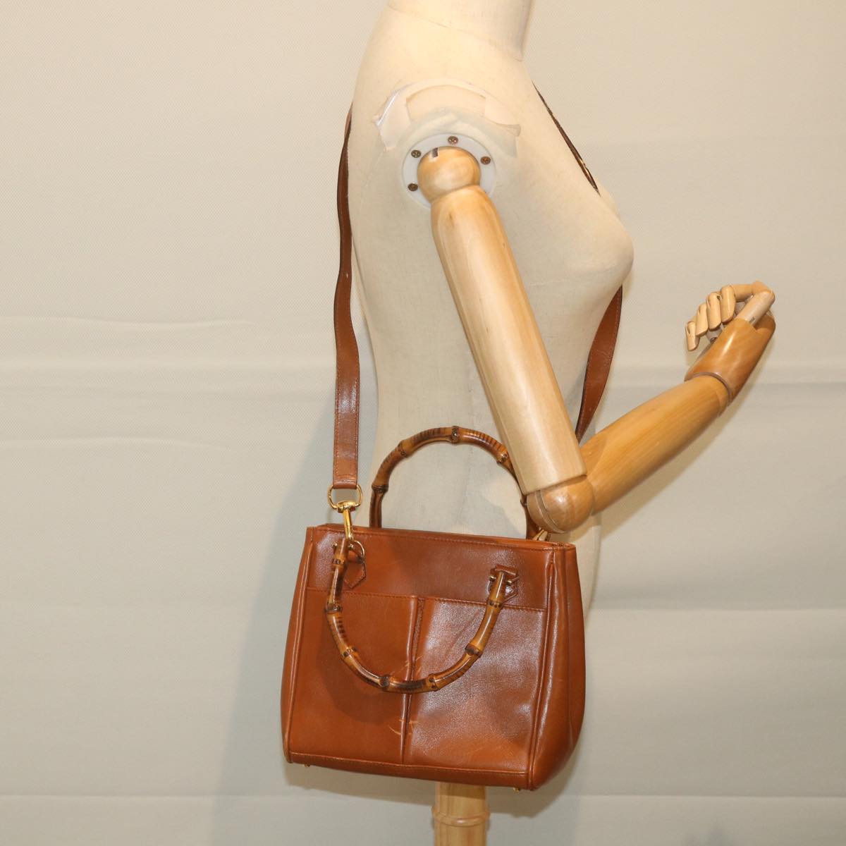GUCCI Bamboo Hand Bag Leather 2way Brown 000 122 0316 ep2453