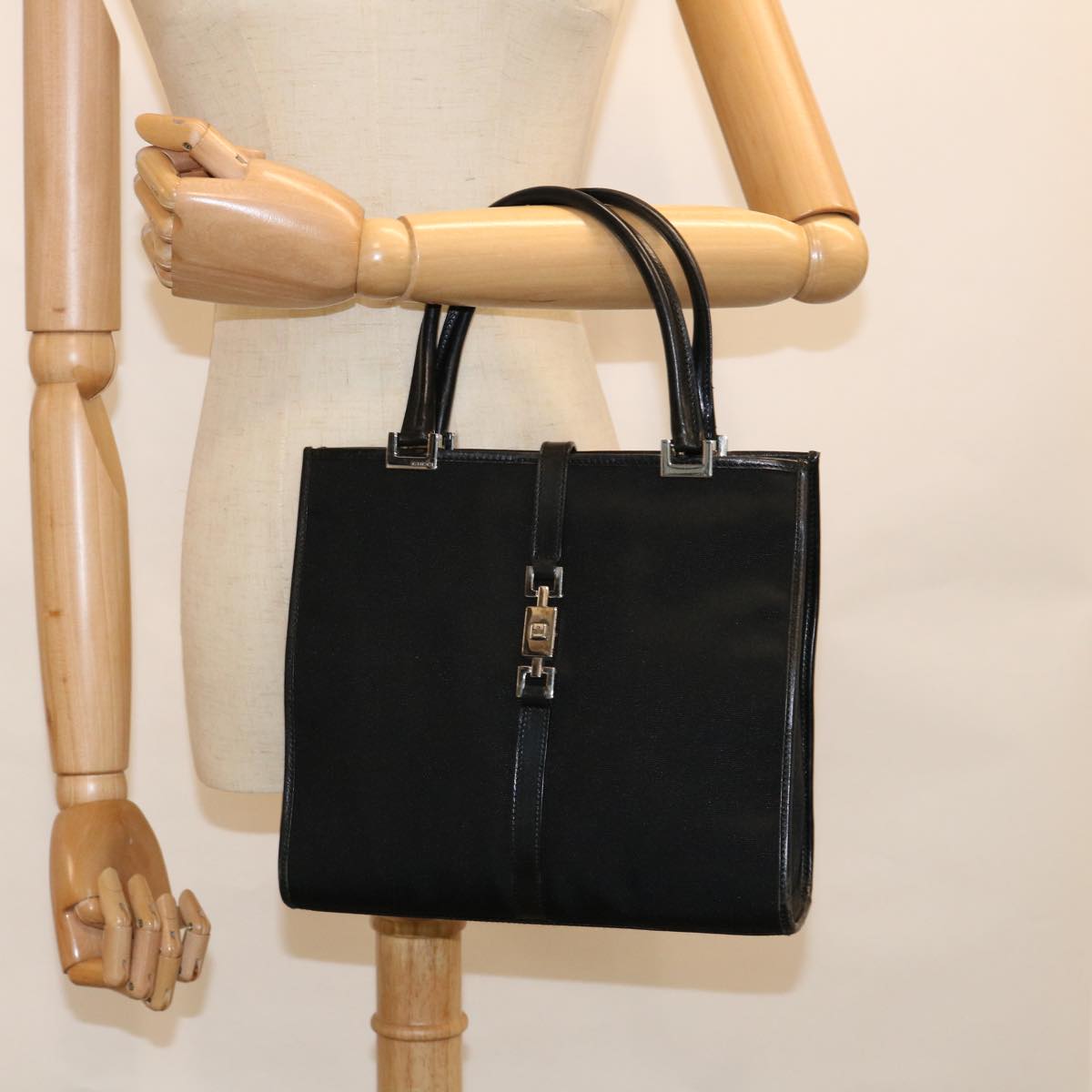 GUCCI Jackie Hand Bag Canvas Black 002 1065 ep2698
