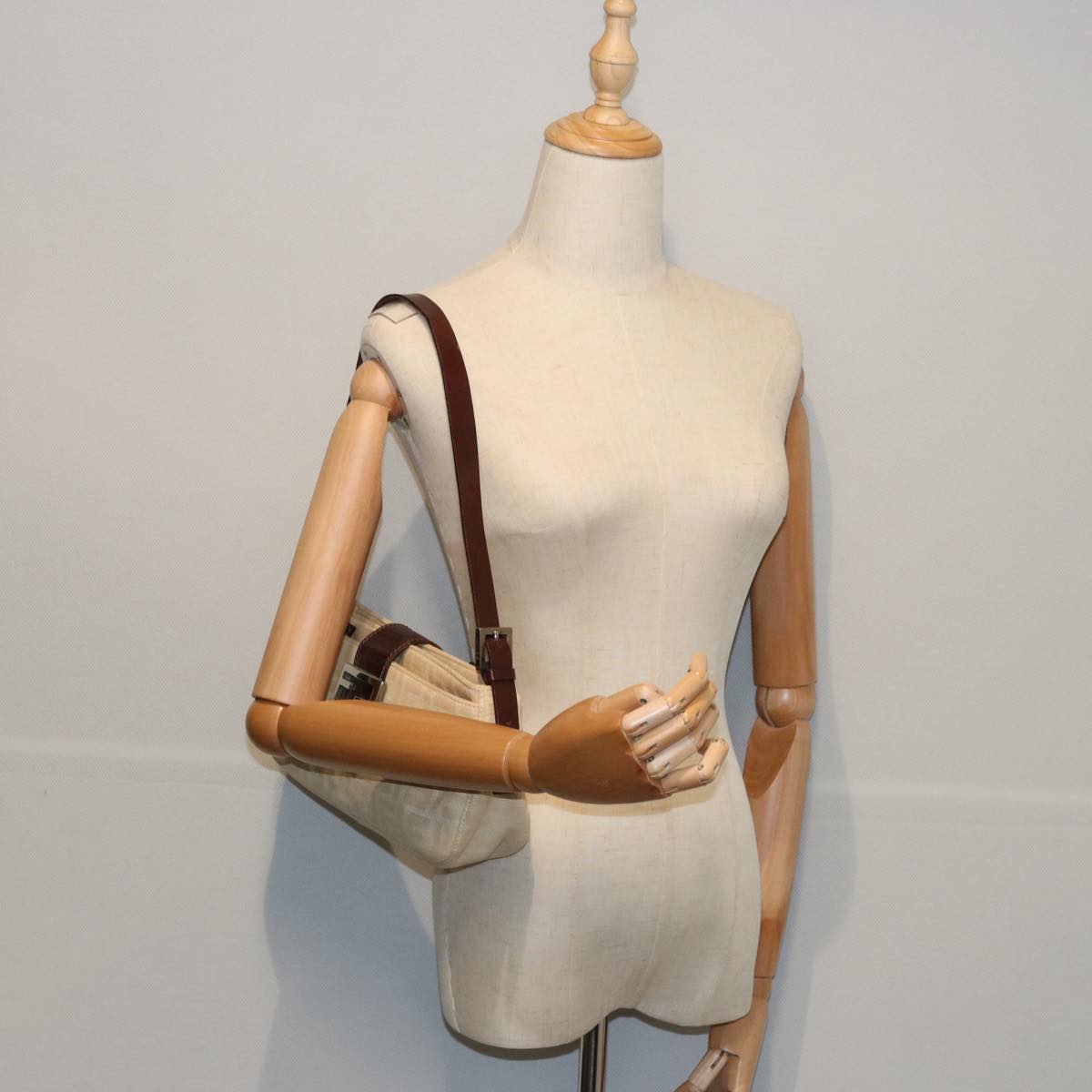 FENDI Zucca Canvas Mamma Baguette Shoulder Bag Beige ep2732
