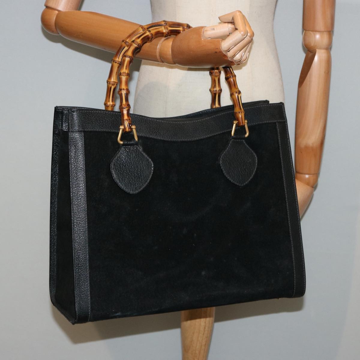 GUCCI Bamboo Hand Bag Suede Black 002 1095 0260 ep4006