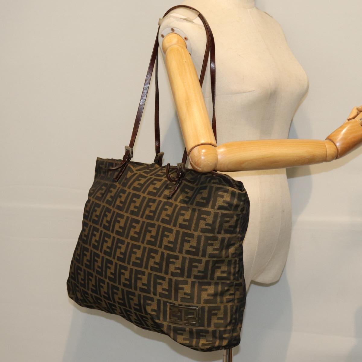 FENDI Zucca Canvas Tote Bag Brown Black ep4139