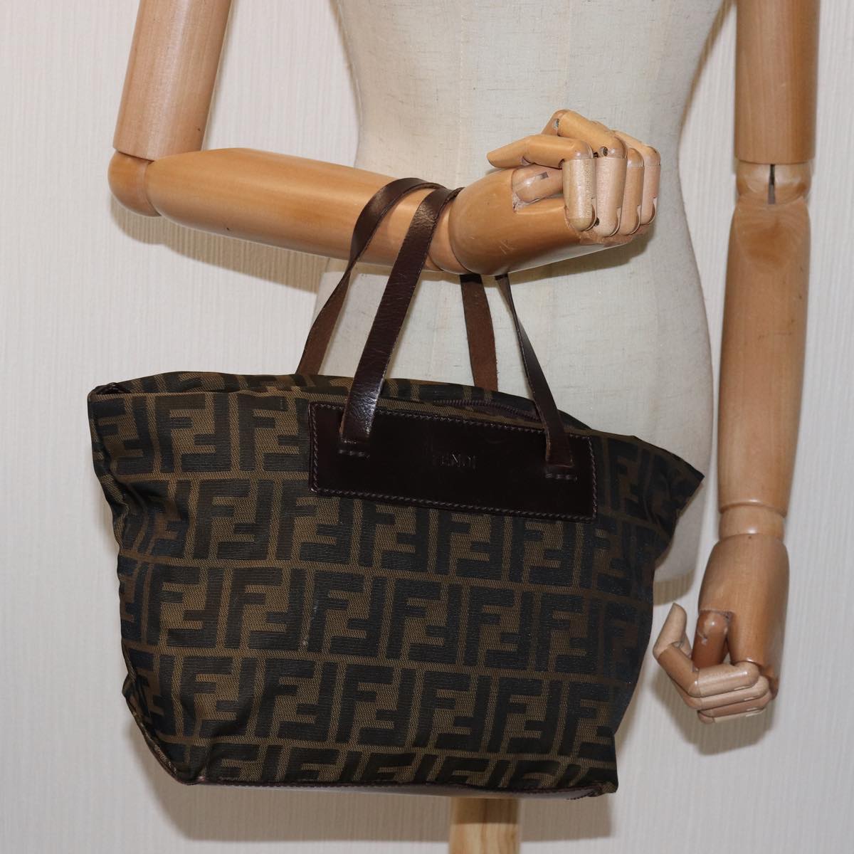 FENDI Zucca Canvas Hand Bag Black Brown ep4489