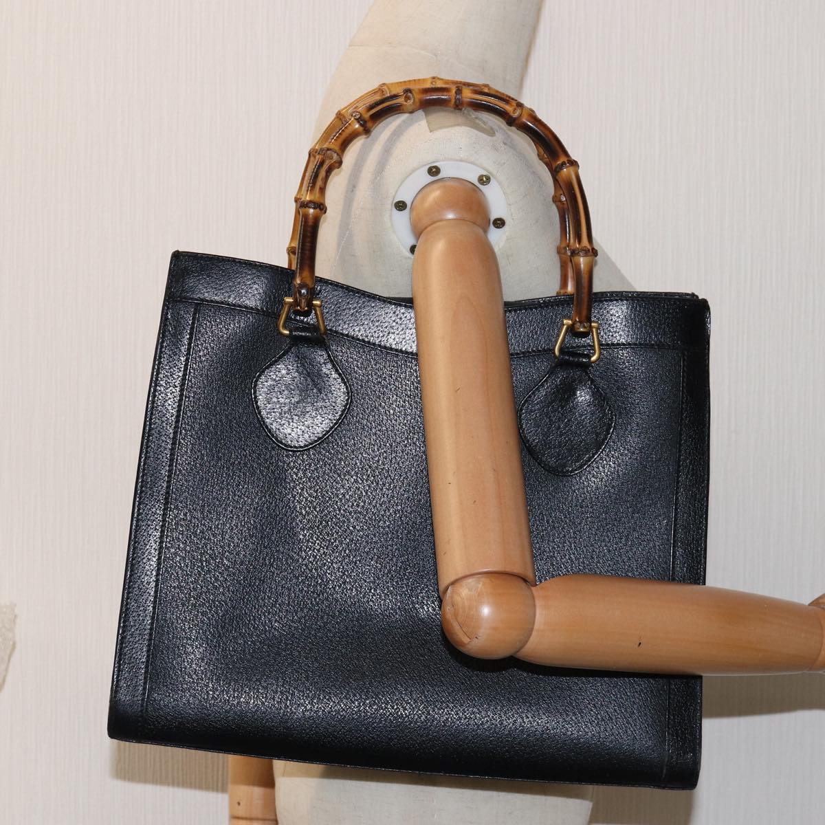 GUCCI Bamboo Hand Bag Leather Black 002 0260 2615 ep4498