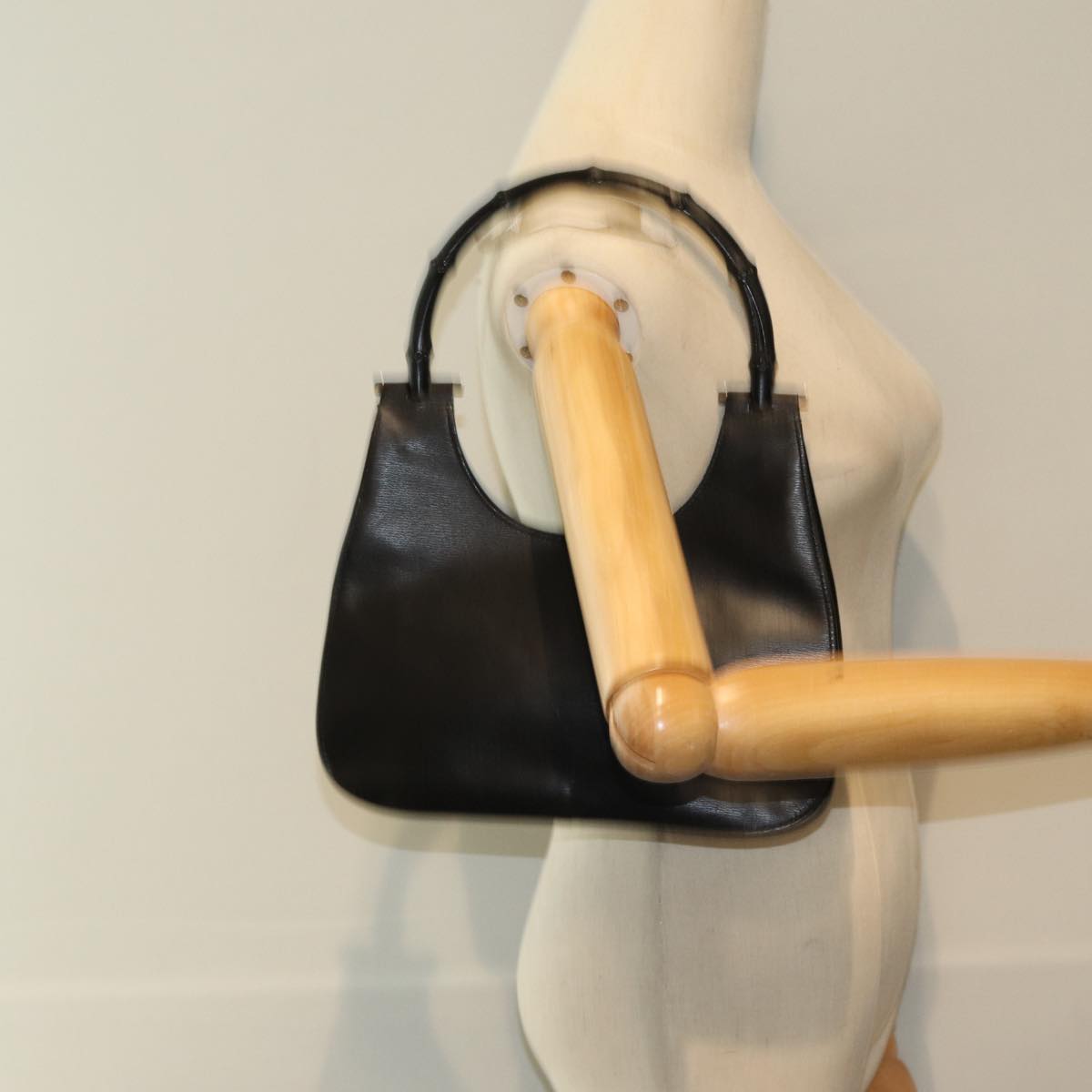 GUCCI Bamboo Hand Bag Leather Black ep5135