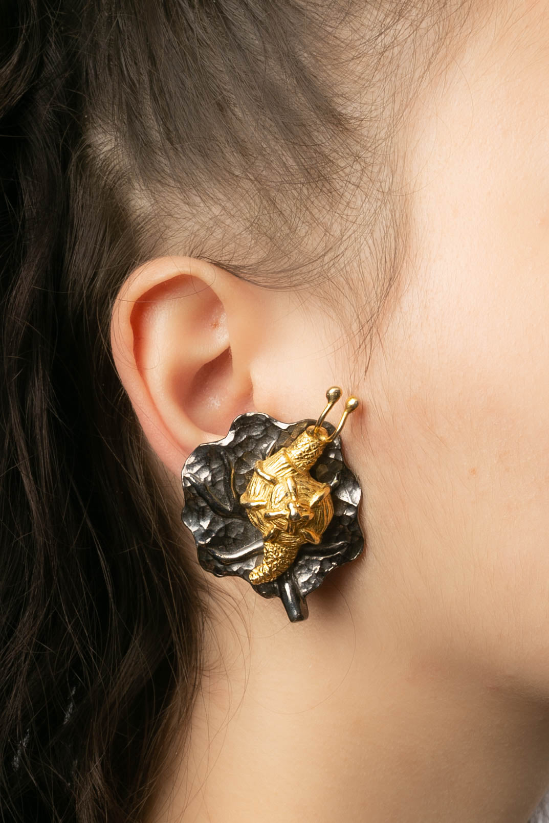 Boucles d'oreilles escargot en métal