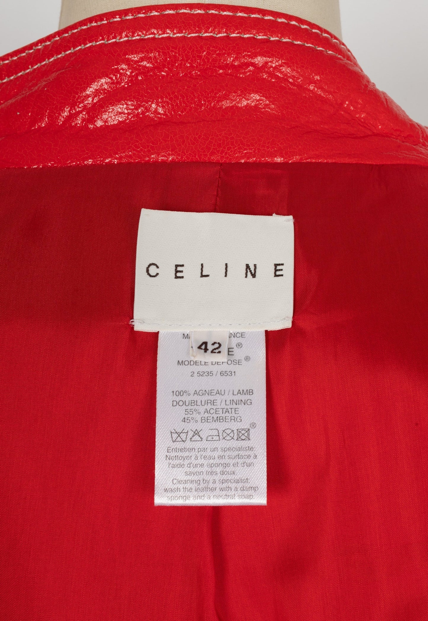 Veste en cuir orange Céline