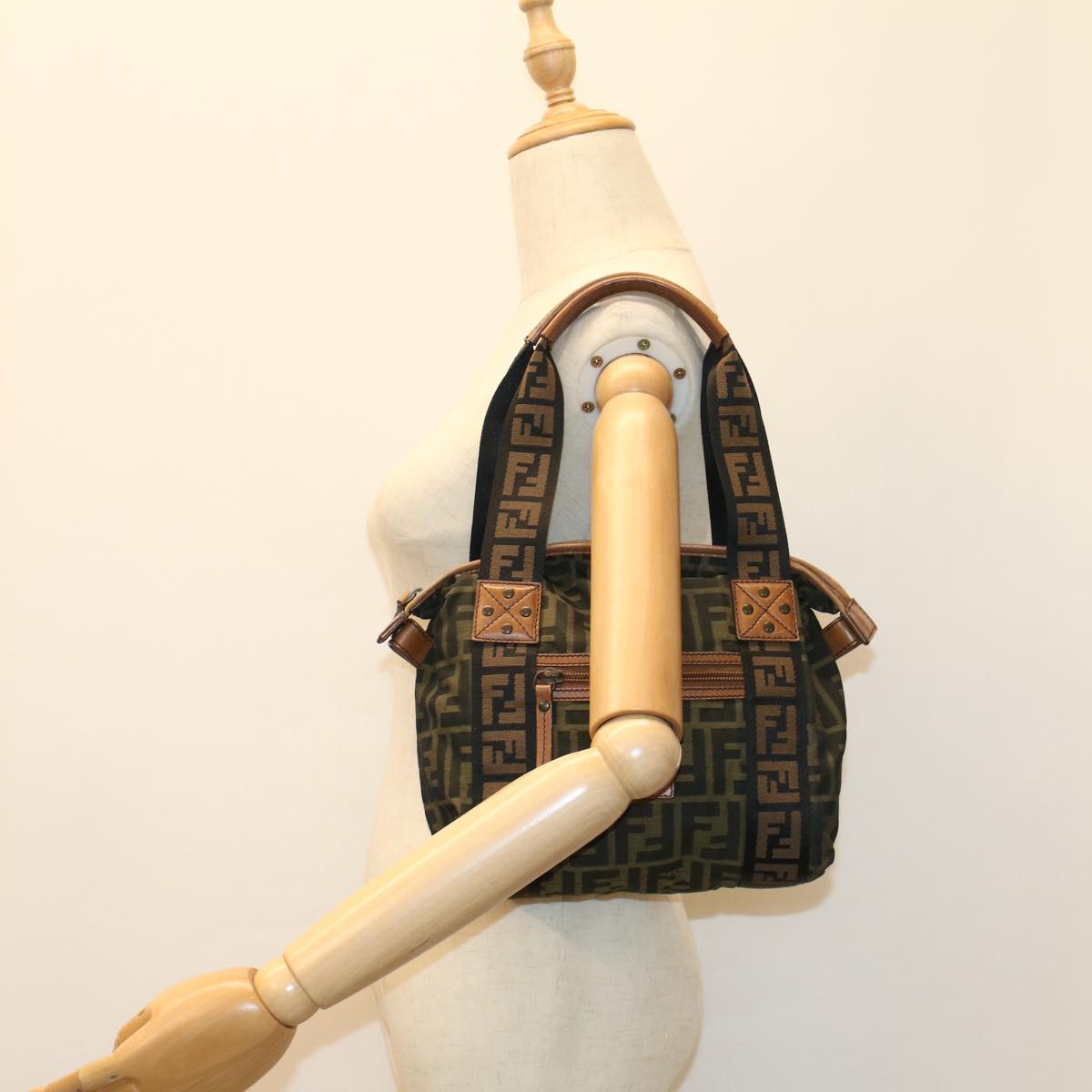 FENDI Zucca Canvas Hand Bag Black Brown fm2664