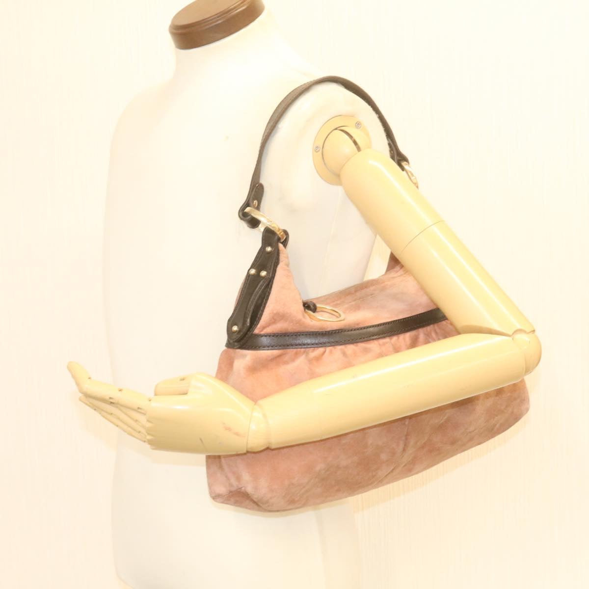 FENDI Suede Shoulder Bag Pink am958g