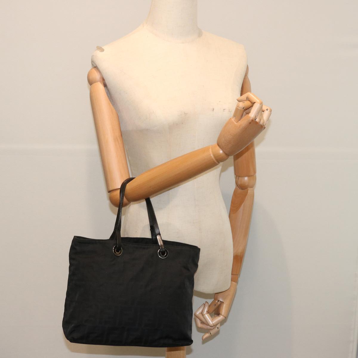 FENDI Zucca Canvas Hand Bag Black hk1176