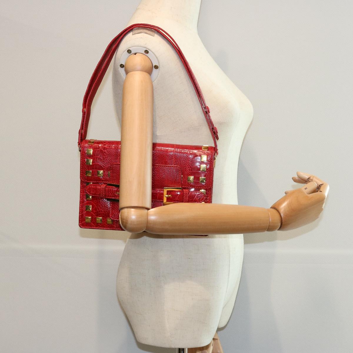 FENDI Shoulder Bag Leather Red hk920