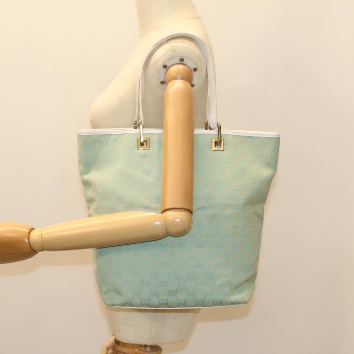 GUCCI GG Canvas Tote Bag Light Blue 002 1098 ki3541