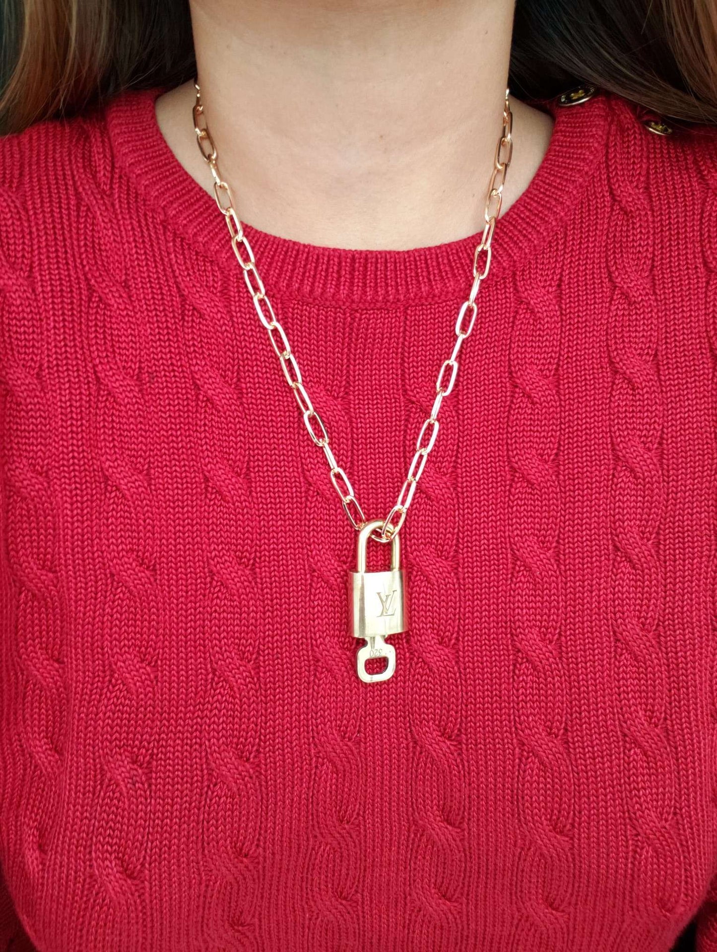 100% Louis Vuitton Lock and Key with Unbranded Chain Necklace
