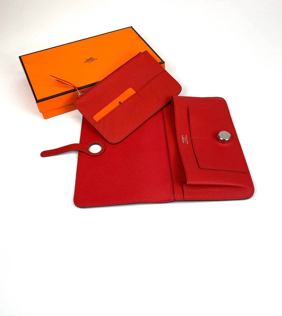 Hermès red Dogon Duo wallet