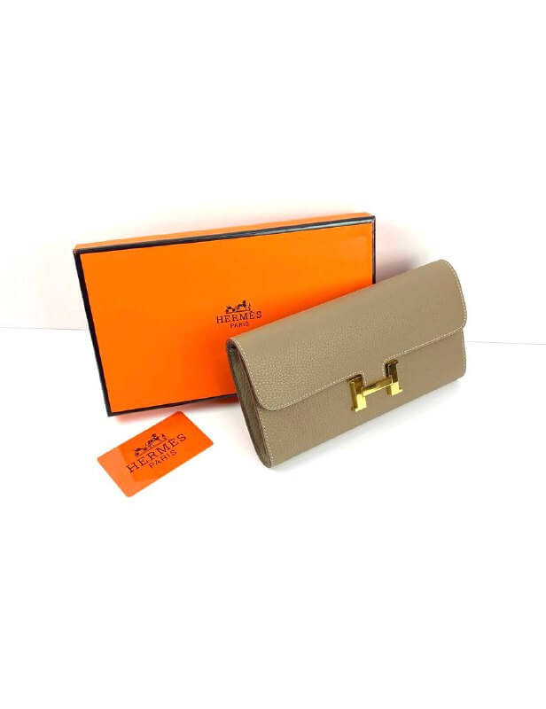 Hermès light brown Epsom Constance Long Wallet PHW