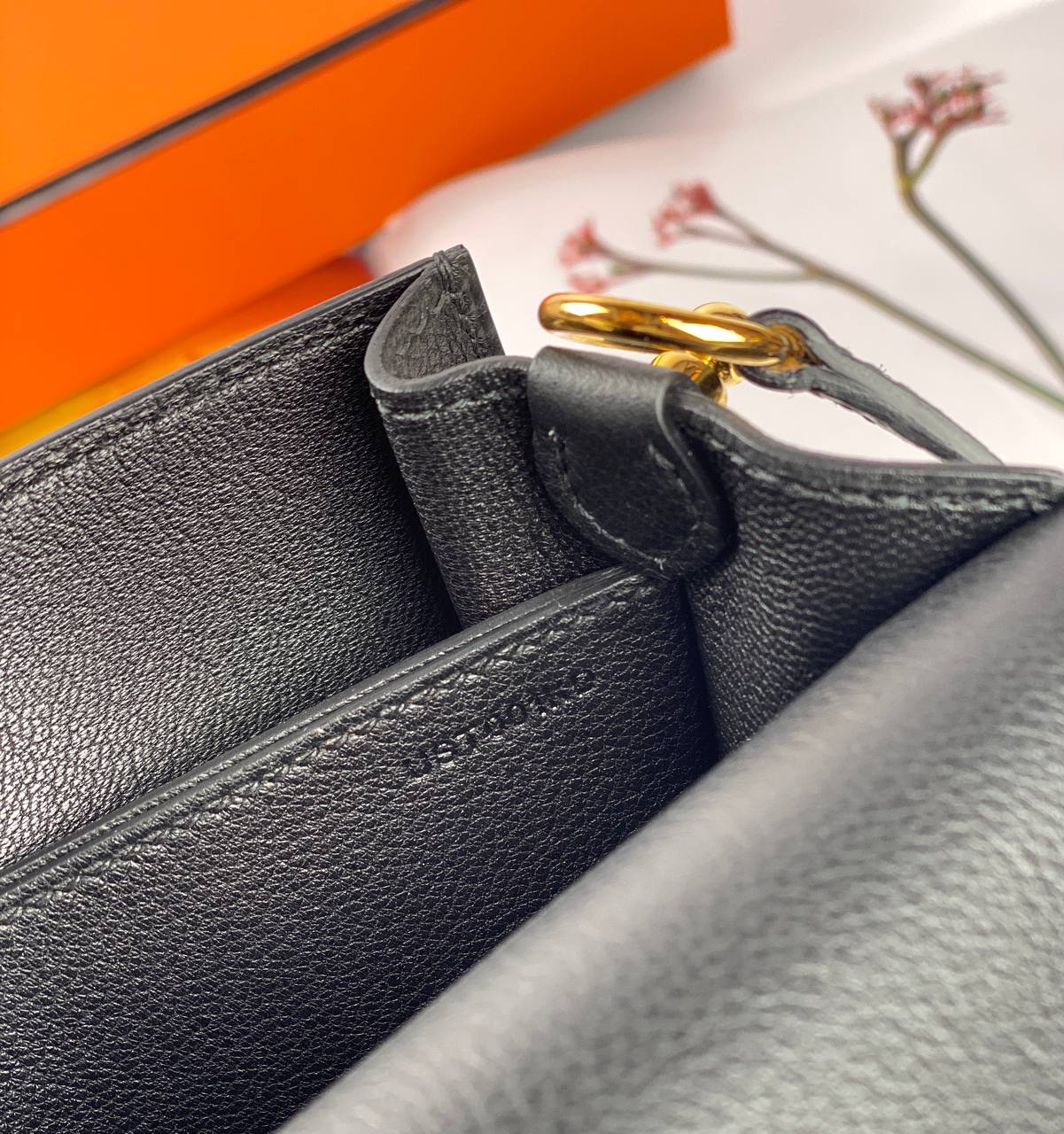 Hermès ROULIS mini 18 LEATHER HANDBAG black Black Gold Hardware