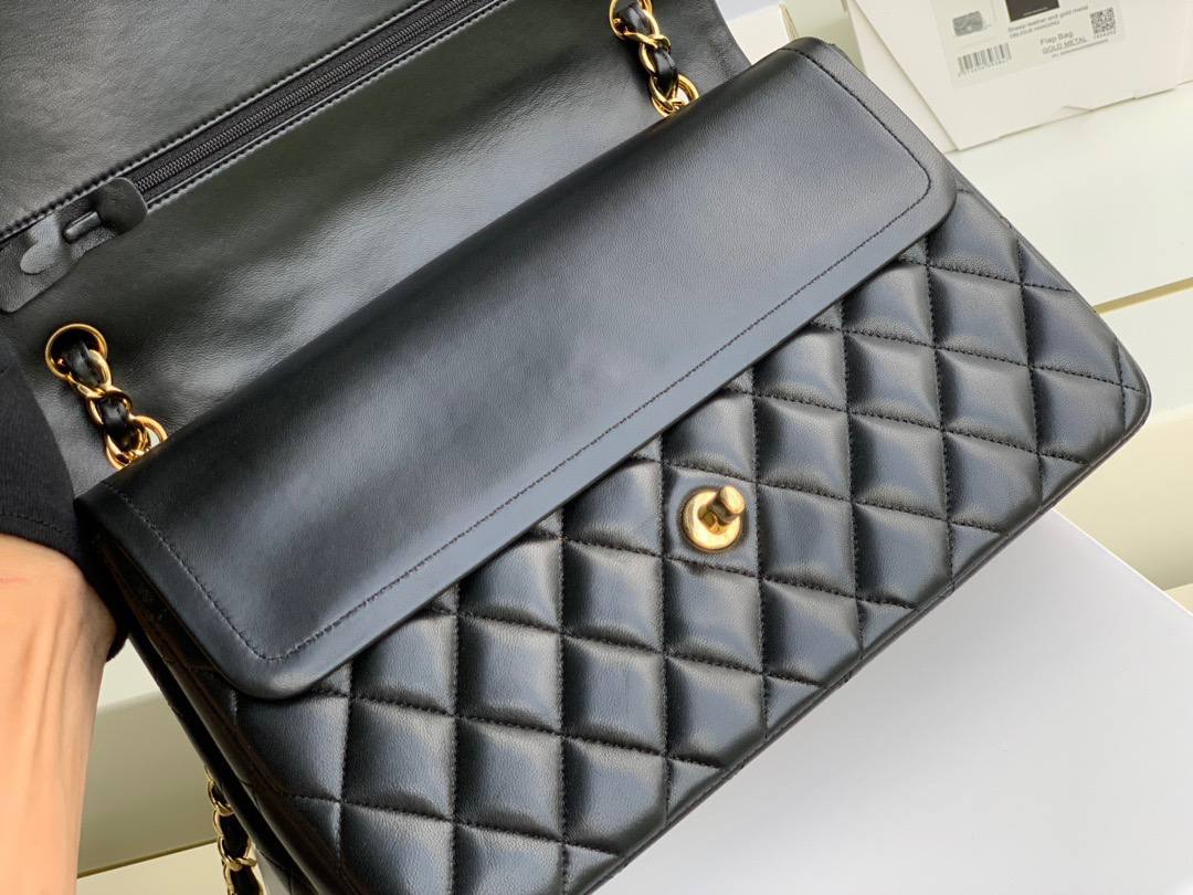 CHANEL Classic Lambskin & Gold-Tone Metal Black