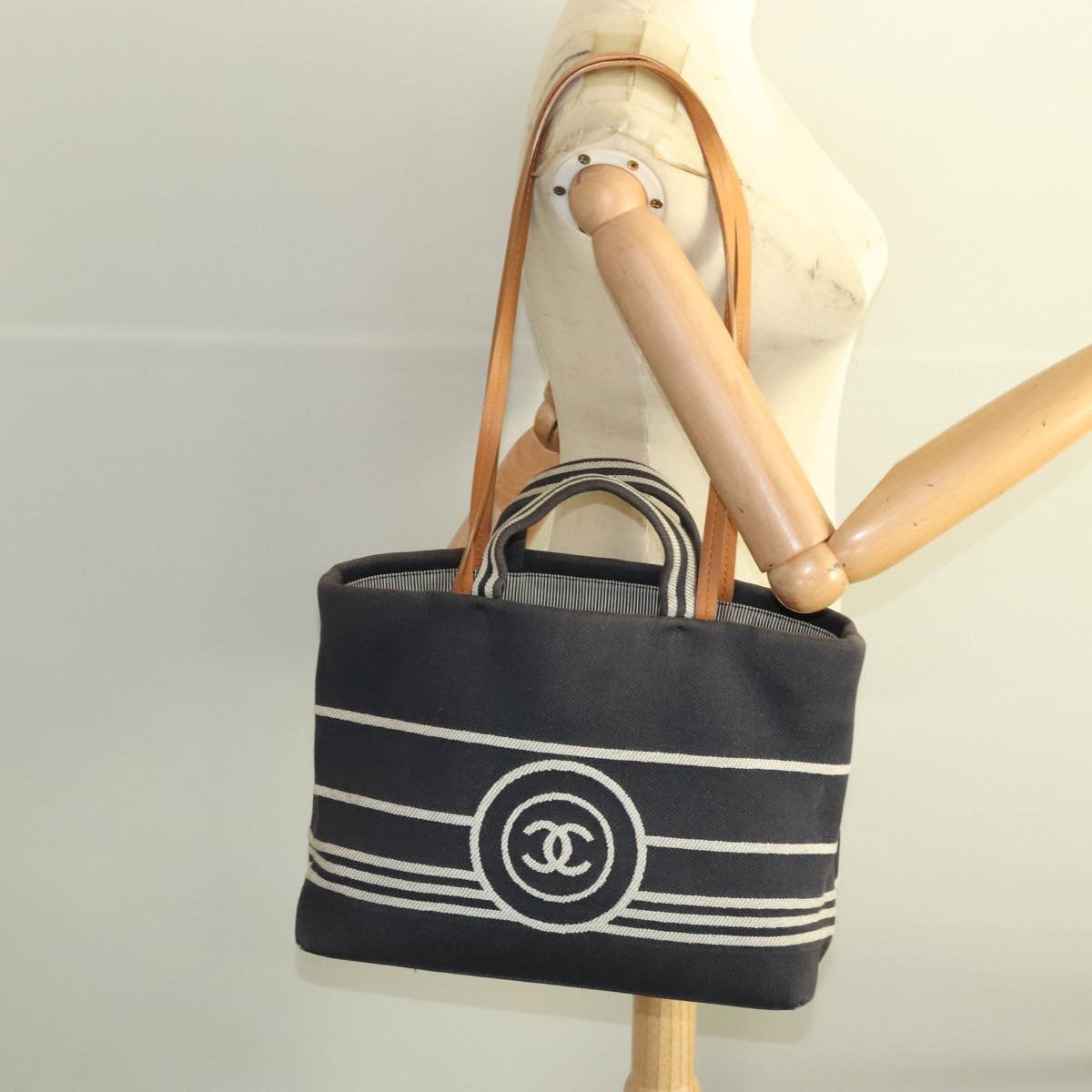 CHANEL Tote Bag Denim Navy CC PP037