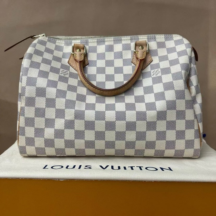 Louis Vuitton Speedy 30 Damier Azur Canvas Top Handle Bag