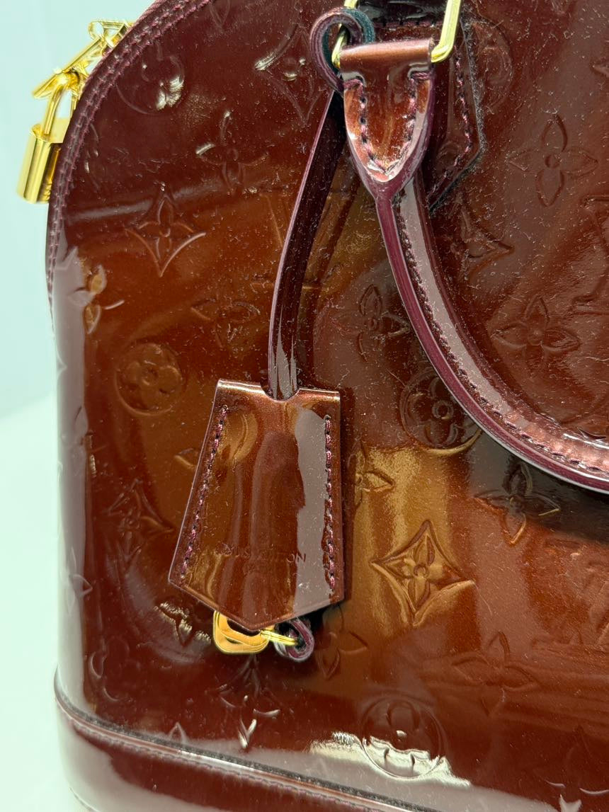 Louis Vuitton Monogram Vernis Alma PM Handbag Brown Medium