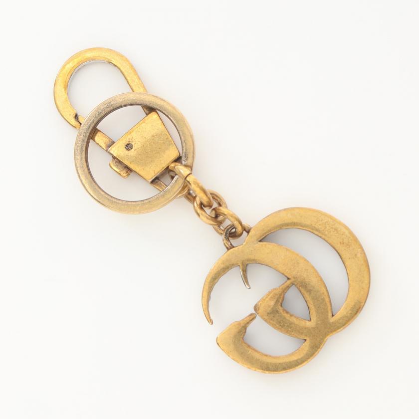 GUCCI Double G Bag Charm Key Ring - Gold, Multicolor, Rhinestone Decor