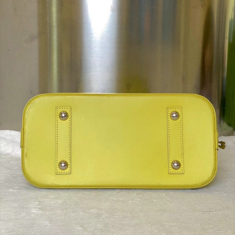 Louis Vuitton Alma Yellow Leather Bag Medium Size