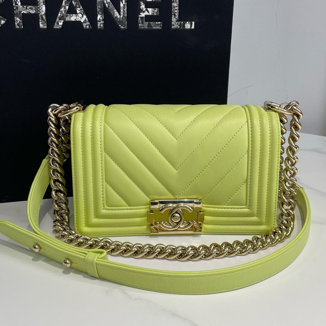 Chanel Boy Bag Small Lime Green Lambskin