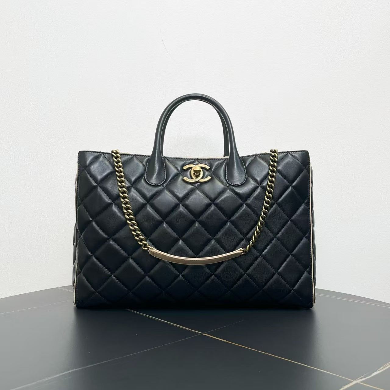 Chanel Black Leather Tote Bag