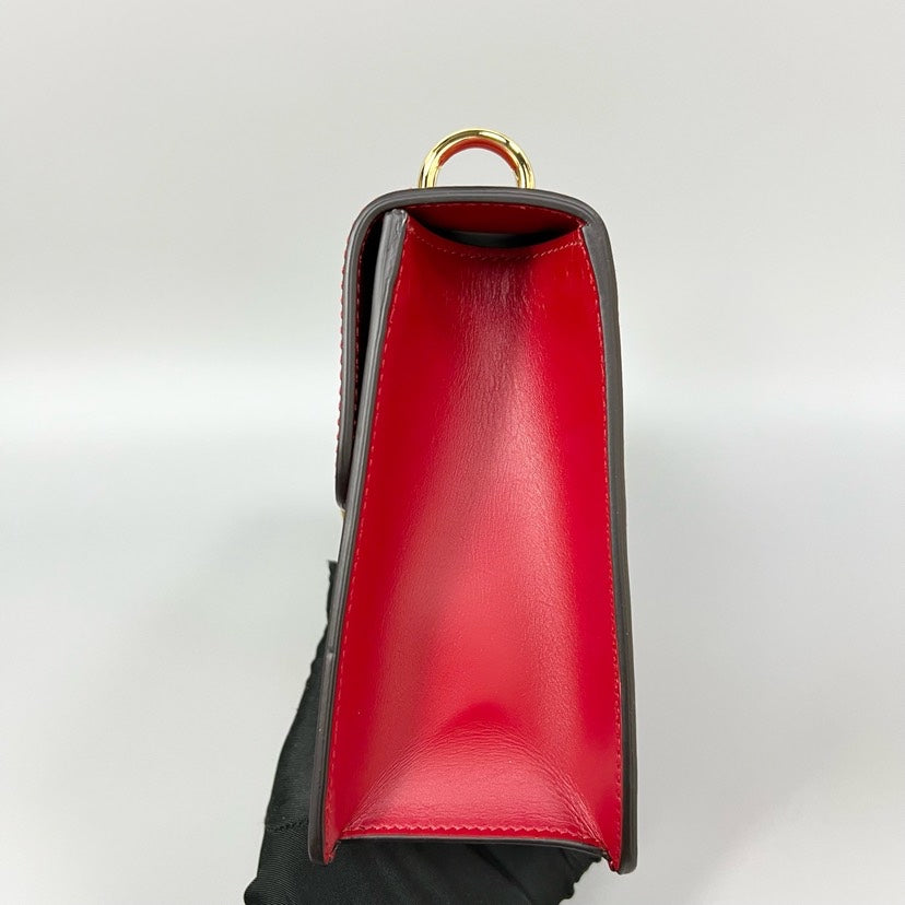 Gucci Sylvie Medium Red Leather Shoulder Bag 25.5x17x8cm