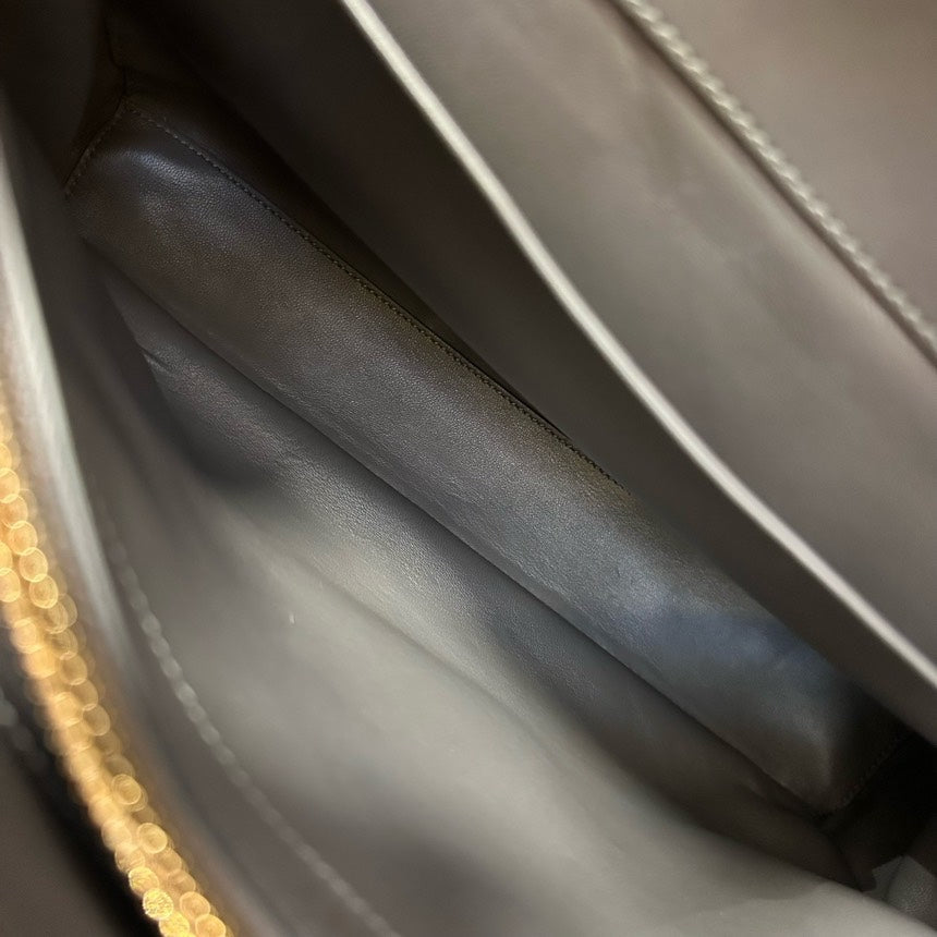 Celine Soft 16 Gray Cowhide Gold Buckle Handbag