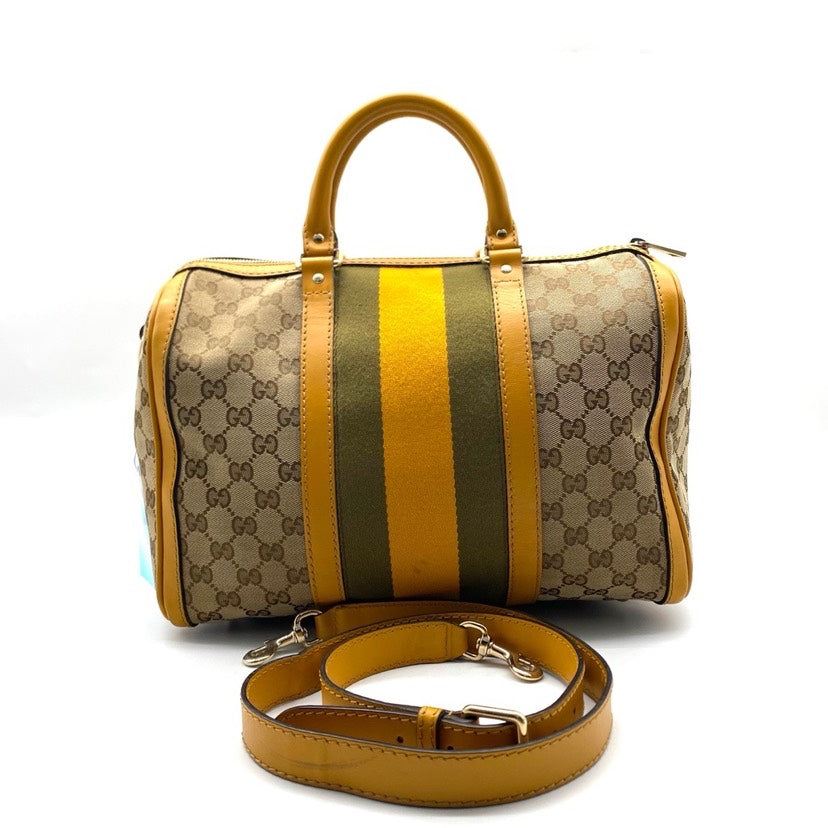 Gucci Boston Beige and Yellow GG Canvas Bag 32x24x18cm