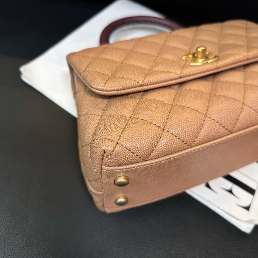 Chanel Milk Tea Small Lizard Handle Cocohandle Bag